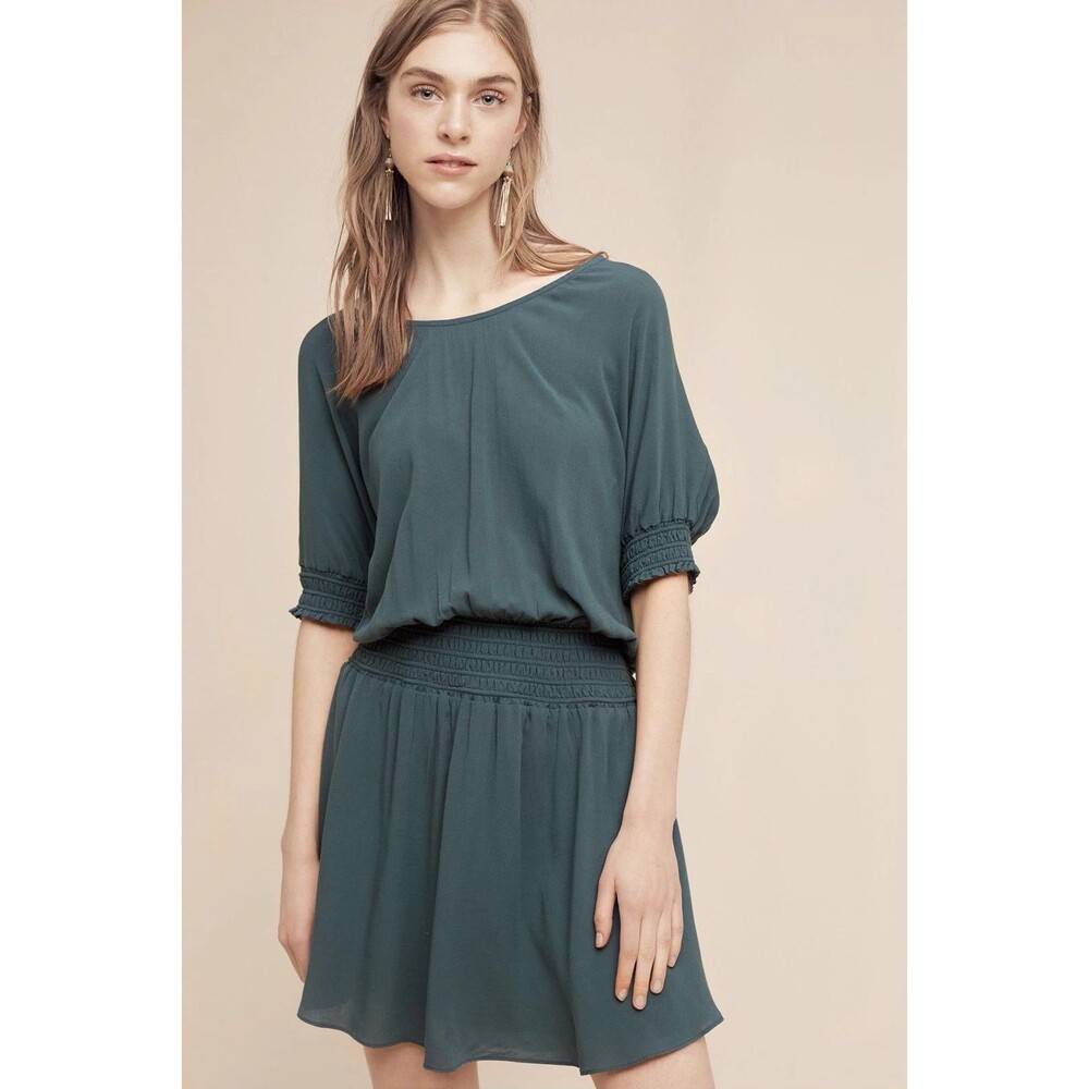 FLOREAT Anthropologie Azriel Corded Mini Dress Rayon Blouson Minimalist SIZE 6